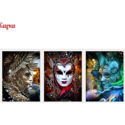 3 pcs 5d square round Rhinestone,DIY,Diamond Embroidery,mask woman,Diamond Painting girl,Cross Stitch mosaic painting Carnival