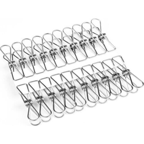30 pieces/lot) stainless steel line clip socks towel Metal clip sealing clips Clothespin child