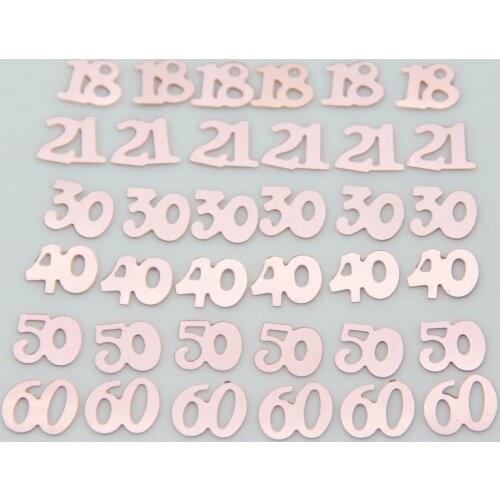 500Pcs Rose Gold Digital 18/21/30/40/50/60 Glitter Confetti Decor Happy Birthday Table Scatter Confetti For Celebration Party
