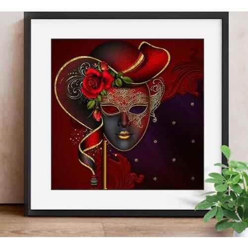 Diamond Embroidery"Portrait"Full Square Rhinestone Handmade Kits,Diamond Mosaic Mask Cross Stitch Kits Home Decoration