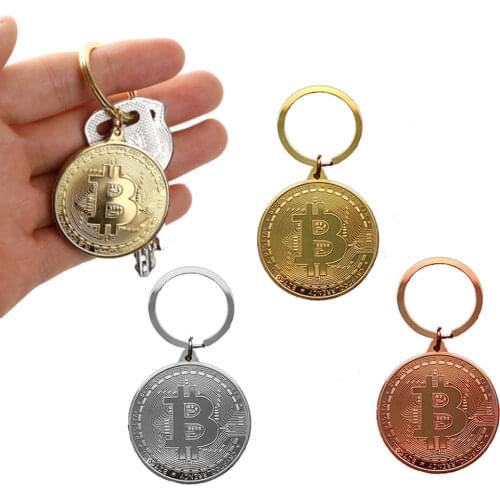 Bitcoin Keychain BTC Token Coin Key Chain Ring Collectible Coin Art for Collection Christmas Birthday Souvenir Gift