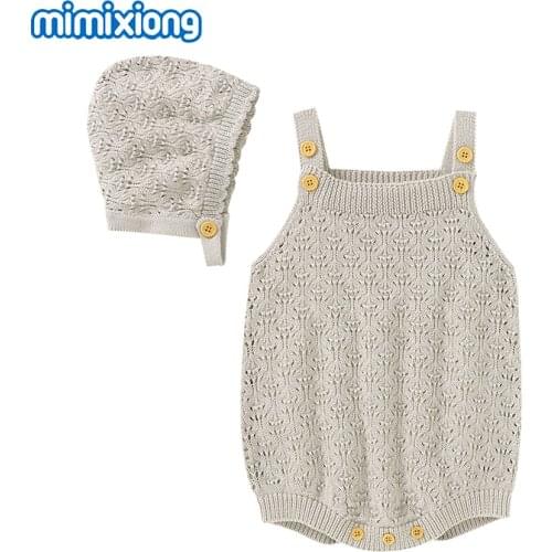 Baby Bodysuits Clothes Fashion Solid Sleeveless Newborn Bebes Girls Strap Onesie Caps 2pcs Sets Toddler Infant Outwear Jumpsuits