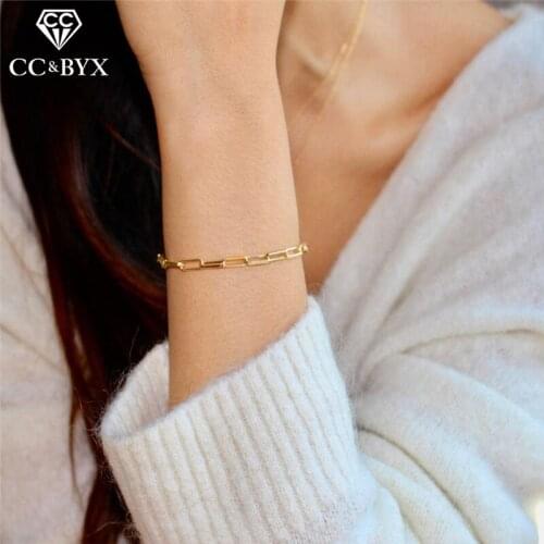CC Bracelet Fashion Jewelry Link Chain Shape Simple Design Stainless Steel Bracelets Unisex Wrist Bijoux 18cm Wholesale YS25112