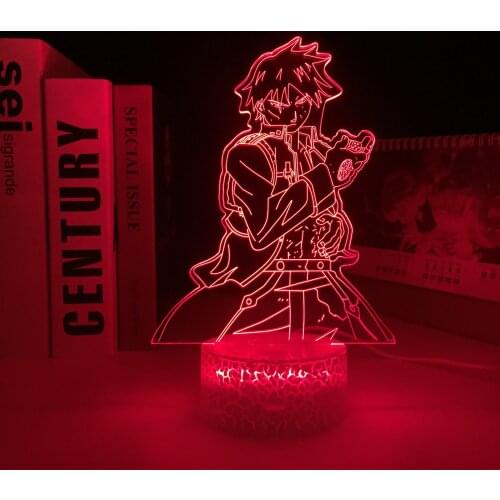 Fullmetal Alchemist Roy Mustang Anime 3D Lamp White Base for Kids Birthday Gift LED Light Bedroom Decor Night Light Dropship
