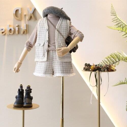 2019 Girl Baby Plaid Woolen Clothing Set for Spring Autumn Girls Kids Vest Jacket+Tassel Shorts Children 2pcs Fashion Suits