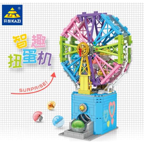 KAZI Gashapon Machine City Amusement Model Building Blocks Ferris Wheel Kids Toys Christmas Gift Friends Girls