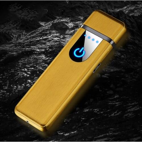 Mini Double-sided Heating Wire Induction Fingerprint Touch Charging USB Lighter Cigarette Flameless Cigarette Lighter Gadgets