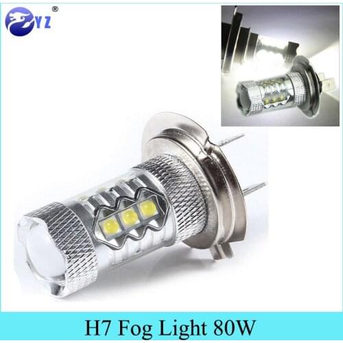 2 Pcs H7 fog light 80W Cree Chips LED Fog Lamp headlight Bulb Auto lights 12V 6000K xeno White car styling foglight