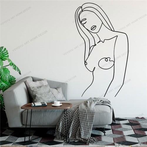 Naked Line Draw Art Wall Sticker For Home Decor Living Room Fashion Wall Decals Valentines Removable Murals Wallpoof CX1469