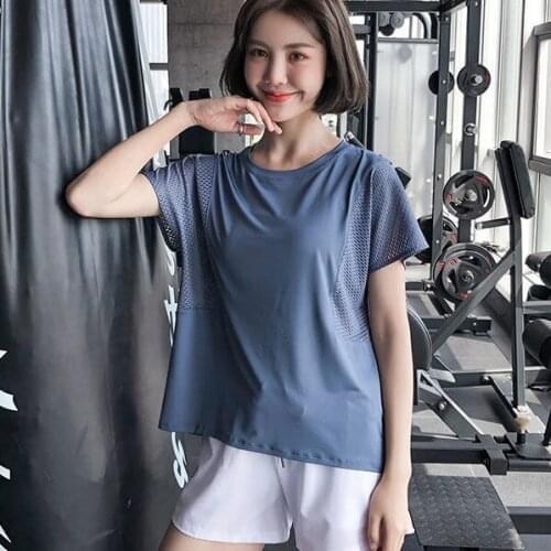 Yoga Crop Top New Sports T-shirt Womens Summer Neck Short Sleeve Yoga Running Top Top Deportivo Mujer Camisetas