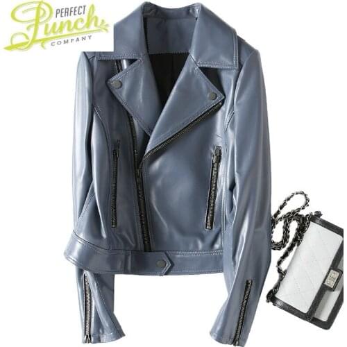 Spring Genuine Autumn Leather Women Real Sheepskin Coat Female Korean Motorcycle Jacket HQ18-CJX1811A MY1918