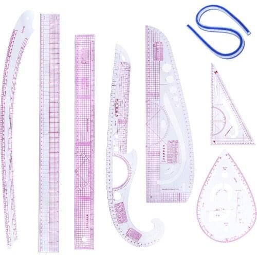 MIUSIE 8PCS Cutting Ruler DIY Clothing Sample Grading Sewing Tailor Curve Multifunctional Plastic Patchwork Tool Sewing Rulers