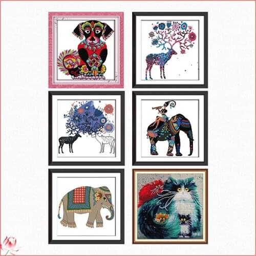 Cross Stitch Kit Embroidery Needlework Colour The Animals Patterns Stamped 11CT 14CT Printed Counted Crafts Decoration Sewing