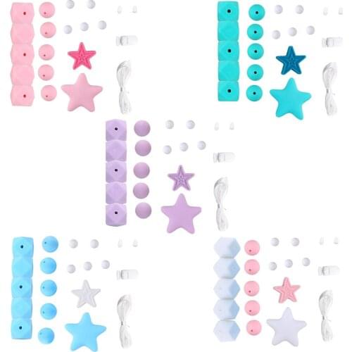 Silicone Beads Set DIY Baby Teething Molar Toy Infants Necklace Bracelet Teether Pacifier Chain Making Accessories 425F
