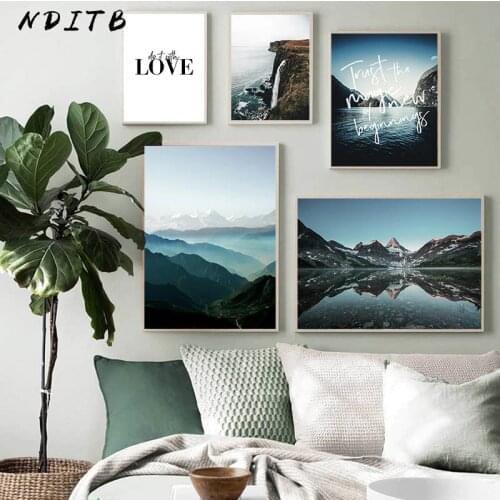 Nature Landscape Poster Nordic Style Mountain Love Quotes Print Wall Art Picture Canvas Painting Scandinavian Home Decoration