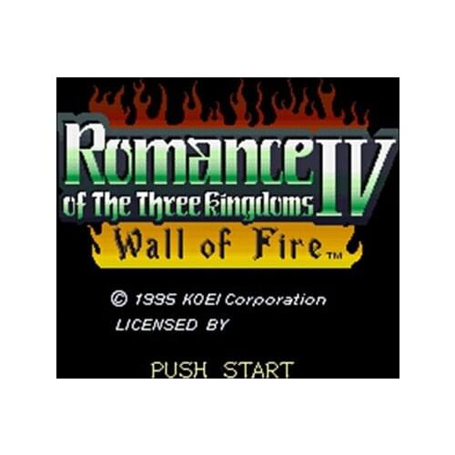 Romance of the Three Kingdoms IV - Wall of Fire NTSC Version 16 Bit 46 Pin Big Gray Game Card For USA Game Players