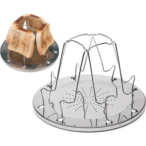 SANQ 4 Slice Camping Bread Toast Tray Gas Stoves Cooker BBQ Camping Toaster Rack