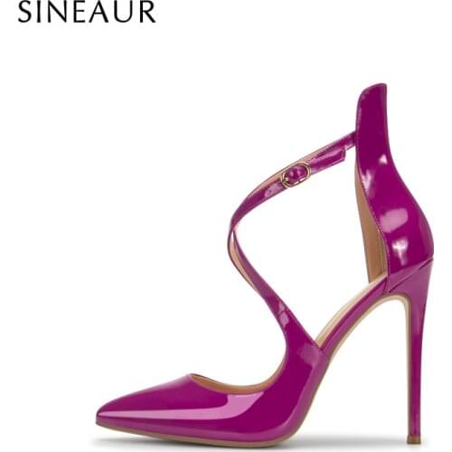 SINEAUE 2021 Womens Pumps Pointed Toe Sandals Cross Tied High Heels Stilettos Toe Summer Buckle Strap Shoes Plus Size 35-45