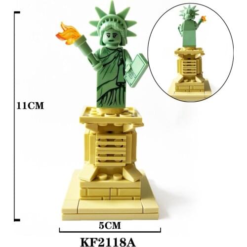 NEW Libertys With Base 11CM High Building Blocks Famous Landmarks Of New York Action Figures For Toys Children KF2118A
