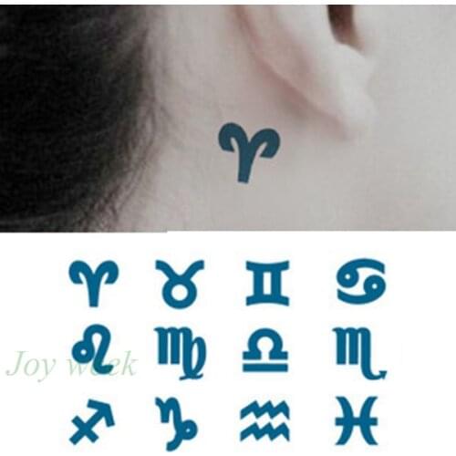 Waterproof Temporary Tattoo sticker on ear constellation horoscope tatto stickers flash tatoo fake tattoos for girl women
