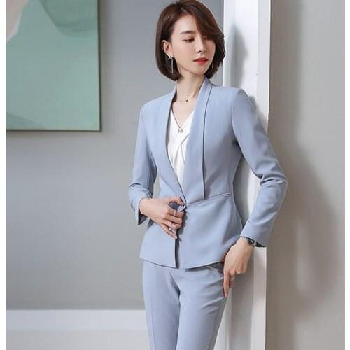 High-quality Suit Small Suits 2021 Autumn and Winter New Plus Size Womens Business Suits Business Trousers 2-piece Set