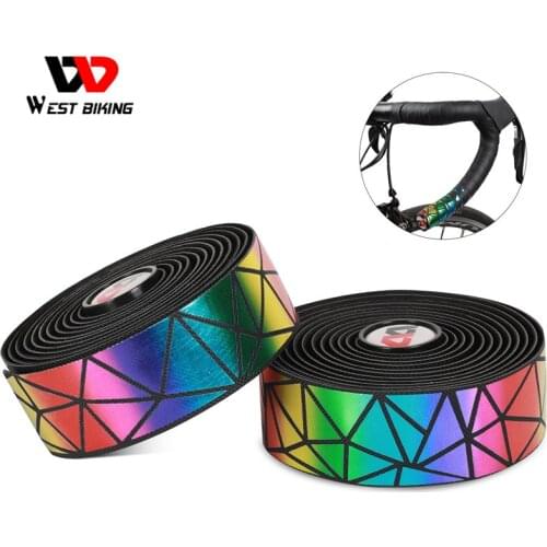 WEST BIKING Bicycle Handlebar Tape With Bar Plug 2Pcs Lightweight Sticky PU EVA Breathable Anti-slip Road Bike Grips Tape Straps