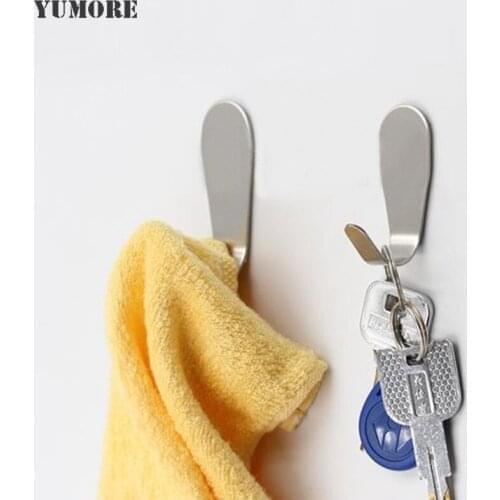 YUMORE 100pcs Self-Adhesive Hook Strong Sticking Towel Bag Robe Clothes Wall Hook Door Hanger For Kitchen Bathroom