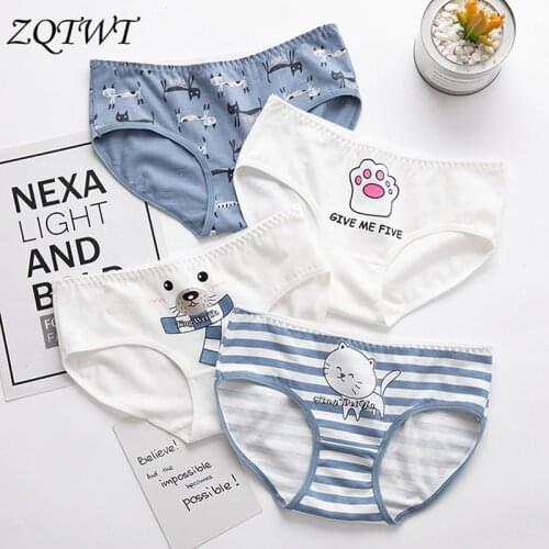 ZQTWT Cat Panties Cotton Briefs For Women Underwear Fashion Cartoon Sexy Fashion Cute Underpants Girls Lingeries