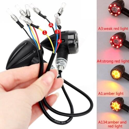 1Pc 7.5*6*3.5cm Motorcycle Bike LED Amber+red Turn Signal Blinker Light Indicator Bulbs