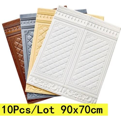 10Pcs Luxury Self Adhesive Wall Stickers Waterproof Wallpaper Foam 3D Wood-Grain Wall Sticker For Living Room Bedroom Home Decor