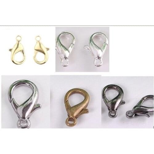 12mm zinc alloy jewelry findng lobster clasp hook 300PCS silver gold antique brass rhodium