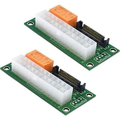 2Pcs Synchronous Power Board Dual PSU Multiple Power Supply Adapter Add2Psu with Sata ATX 24Pin to Molex 4 Pin Connector