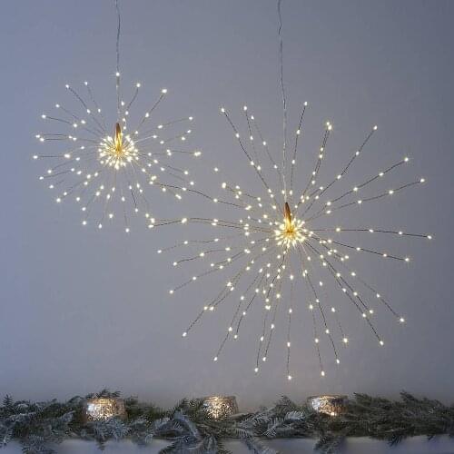 200 LED Copper Starburst Hanging Lights Flash Lights Remote Controller Battery for Christmas Wedding Outdoor Party Decoration
