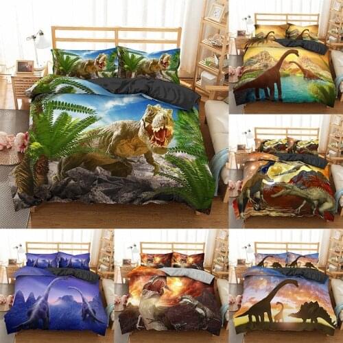 3D Animal Bedding Set Dinosaur Bed Duvet Cover Pillowcase Comfortable Microfiber Single Queen Double Bedclothes with full size