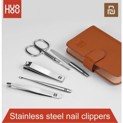 Youpin Huohou 5PCS/SET Manicure Set Pedicure Sets Nail Clipper Stainless Steel Professional Nail Cutter Tools with Travel Bag