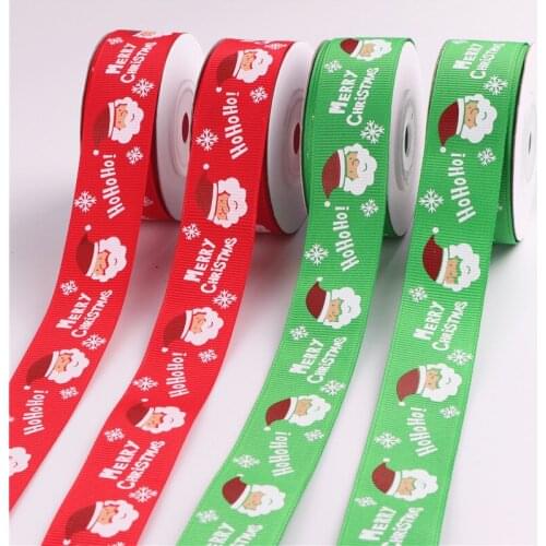 5Yards/Roll Grosgrain Satin Ribbons for Christmas Party Top Quality Satin Printed Christmas ribbon gift ribbons 20mm