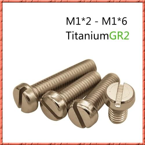 50pcs Pure Titanium GR2 DIN84 M1*2/3/4/5/6 Round head screw cup cylindrical head slotted small screw anticorrosion antirust