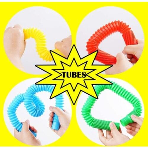 7 PCS Pop Tubes Squeeze Sensory Toy Fidget Toys Stress Relief Autism Antistress Plastic Bellows For Children Adults