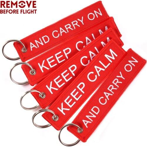 KEEP CALM AND CARRY ON Keychain Key Holder Cool Key Chain for Motorcycles and Cars Embroidery Key Fobs OEM Keychains 5 PCS/LOT