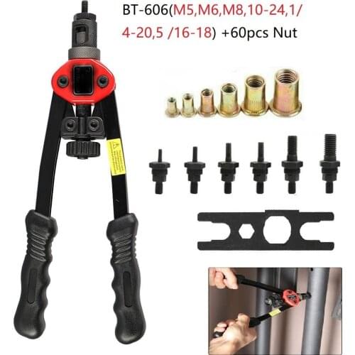 BT-606 68x Auto Riveting Tool Nut Riveter Blind Hand Heavy M3-M10 Manual Rivet Pliers Rivet Gun Manual Rivet Machine