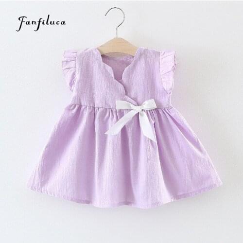 Fanfiluca Solid Girls Dress Cloth Summer Girls Clothes Beauty Princess Dress Children Clothes Party Baby Girls Dresses