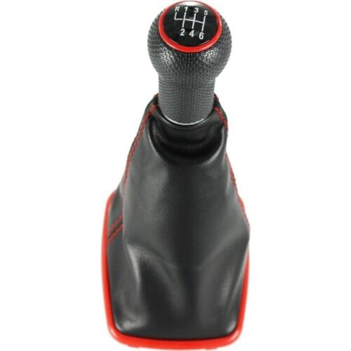 For Seat Leon 2000 2001 Toledo 1999 2000 2001 6 Speed 12mm Red Line Gear Stick Shift Knob With Boot