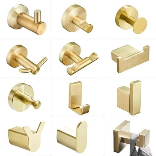 European Antique Bathroom Robe Hooks Wall Mounted Coat Hooks Gold Brushed Clothes Hooks Vibrant Moderne Brushed Gold