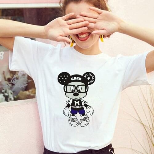 Disney Cartoon Mickey Mouse Print Tshirt Tops Summer Casual Oversized Women T-shirts Ulzzang Loose Short Sleeve Dropship