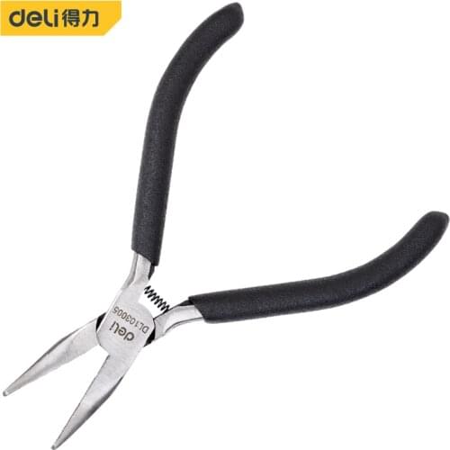 Deli 5inch Mini Needle Nose Plier Flat Long Nose Pliers Electrical Wire Cable Stripper Pliers Hardware Hand Tools Carbon Steel