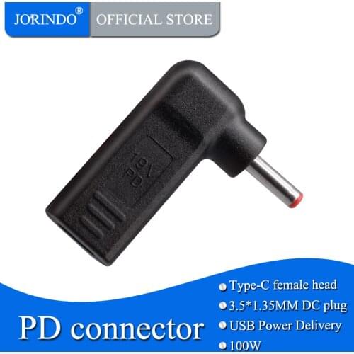 JORINDO Type-C female head to DC3.5*1.35MM DC plug Laptop Power Adapter Dc Connector ,PD100W Fast charging power converter