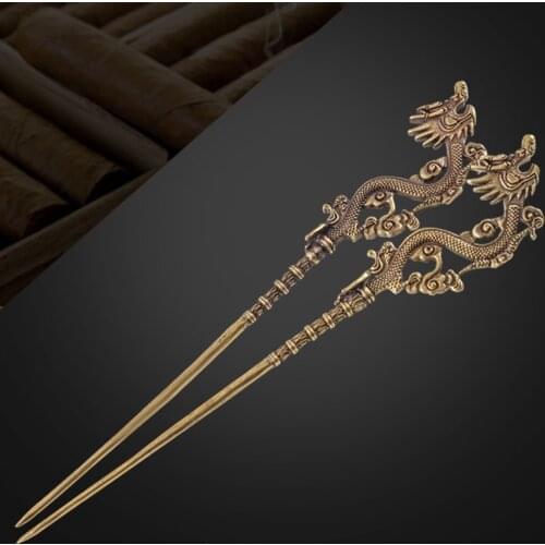 Brass Dragon Design Carved Precision Cigar Draw Enhancer Tool & Nubber Cigar Draw Tool Cigar Punch Smoking Accessories