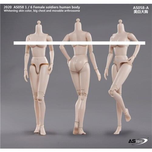 Hot Sales Scale 1/6 ASTOYS AS058 Fastening Slim Female Pale Suntan Large Small Chest Body Figures Accessories