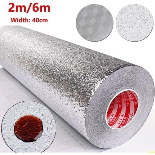 Kitchen Oil-proof Waterproof Backsplash Silver Self Adhesive Protective Stickers Aluminum Foil High-Temperature Stove Cabinet