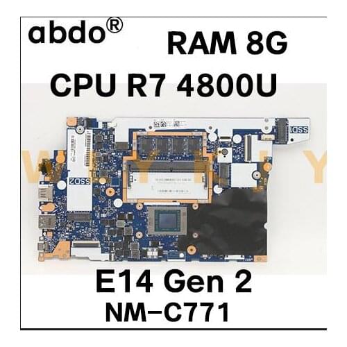 For Lenovo ThinkPad E14 Gen 2 computer notebook motherboard GE420/GE520 NM-C771 with CPU R7 4800U RAM 8G 100% test work